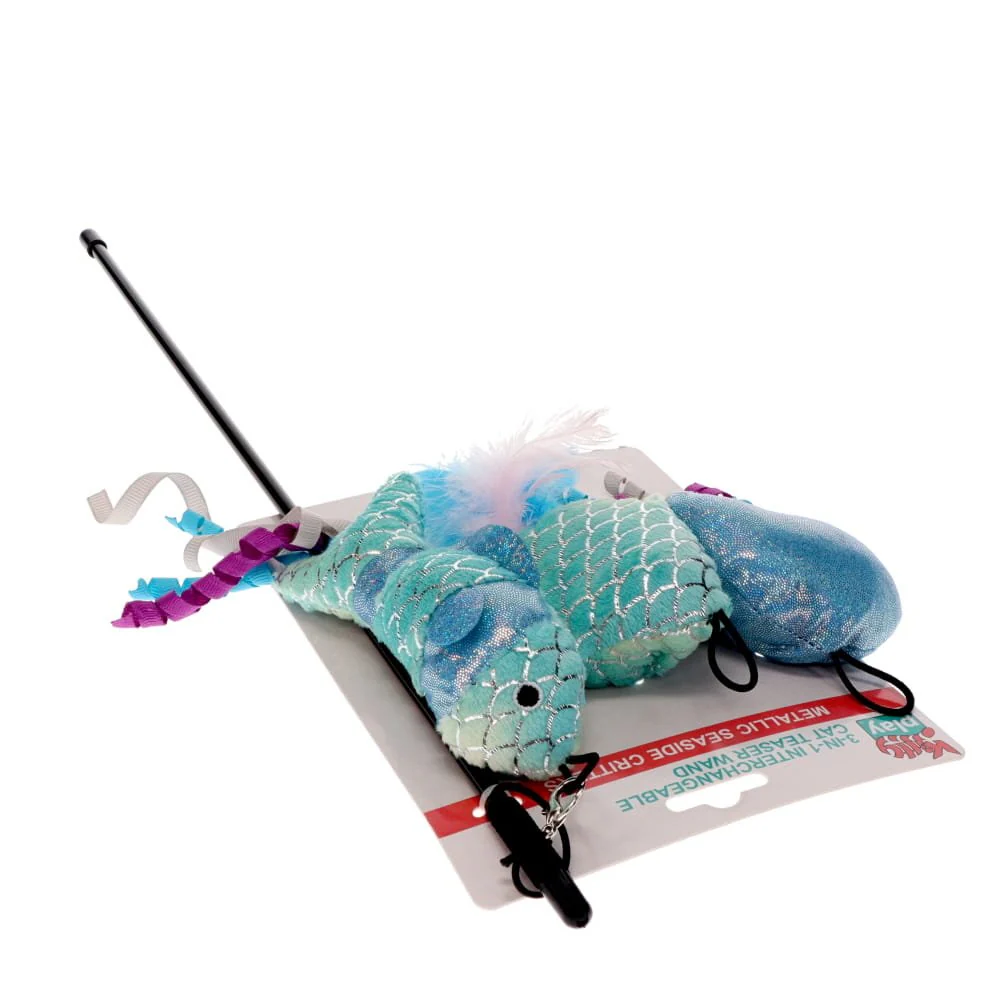 Kitty Play 3 in 1 Interchangeable Cat Teaser Metallic Sparkle Seaside Critters - Image 3