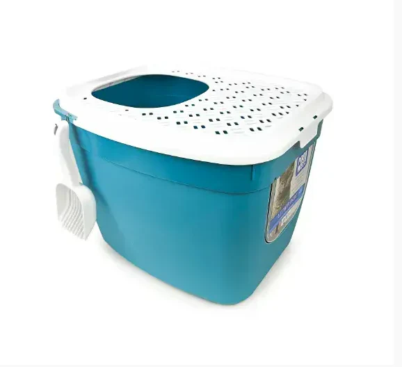 Poowee Cat Litter Box Dual Entry/Top Teal - Image 2